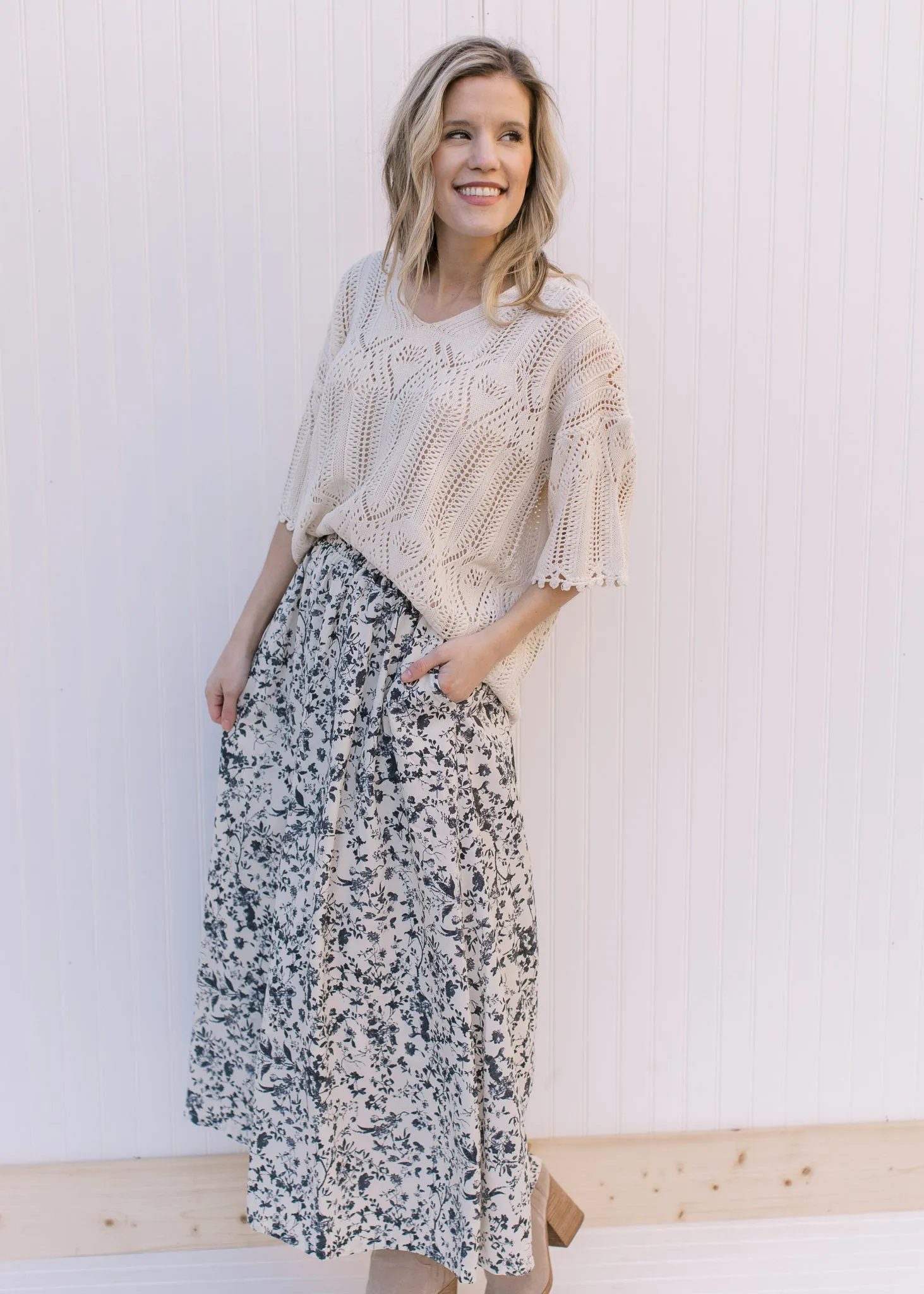 X Free Time Blue Print Skirt