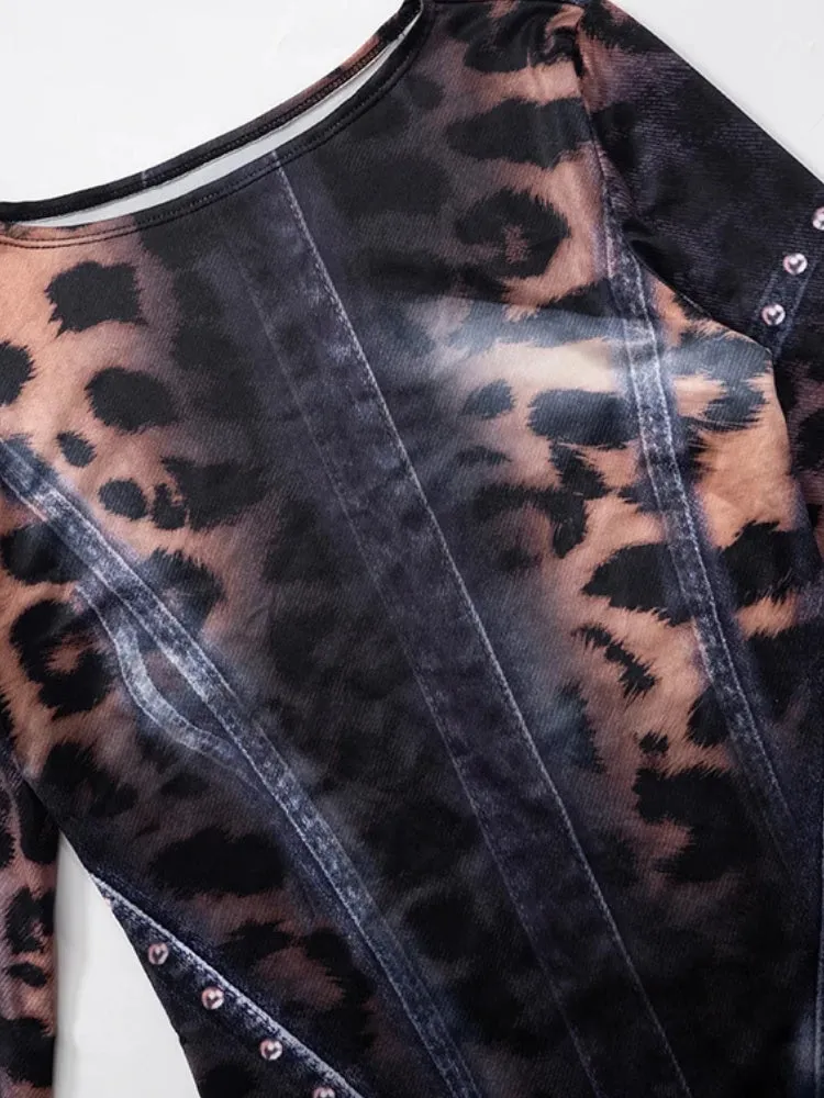 Y2K Leopard Rave Mini Dress