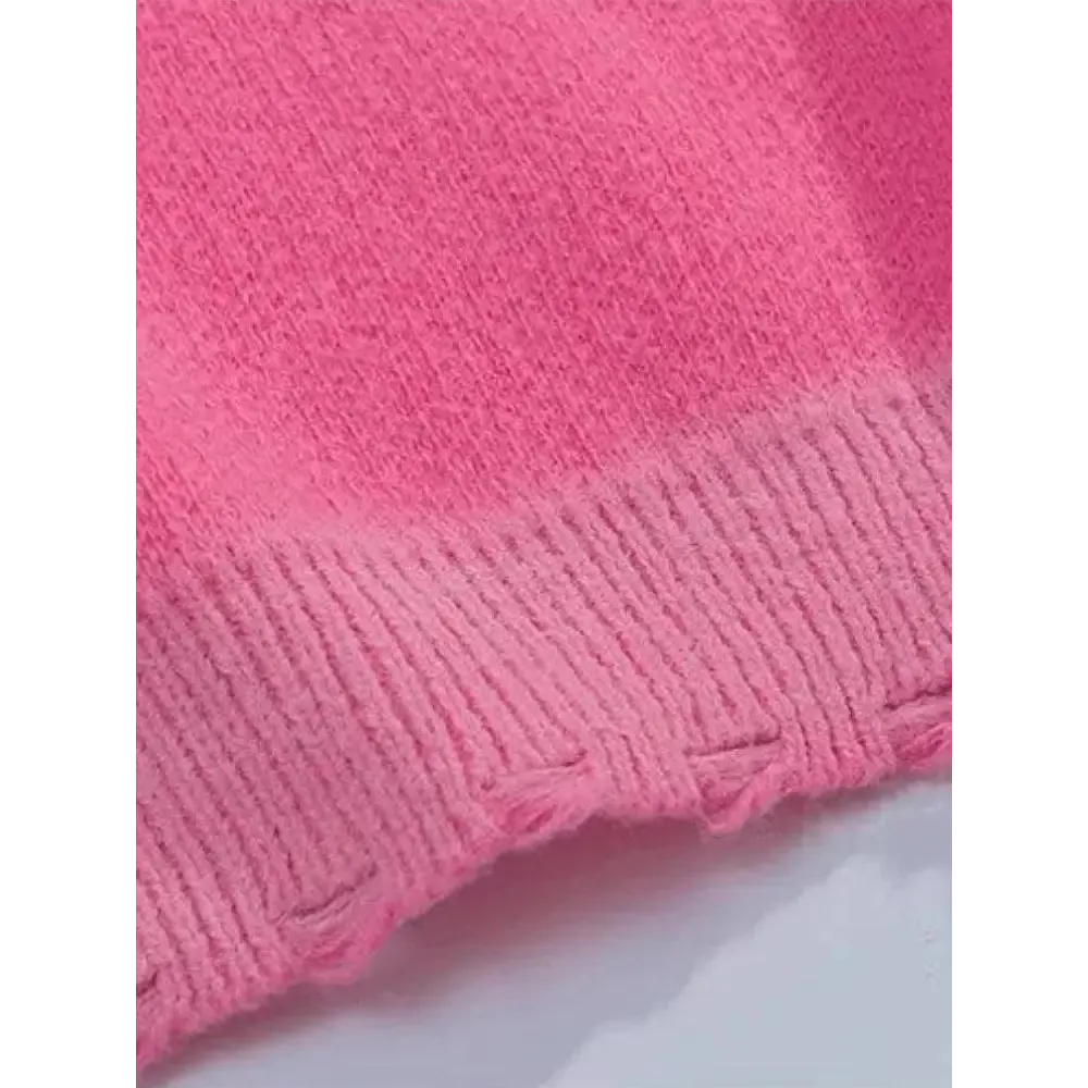 Y2K Pink Sweater with Distressed Details and Star Prints