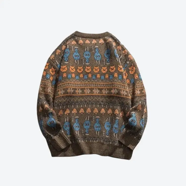 Y2K Vintage Animal Jacquard Unisex Sweater for Fall and Winter