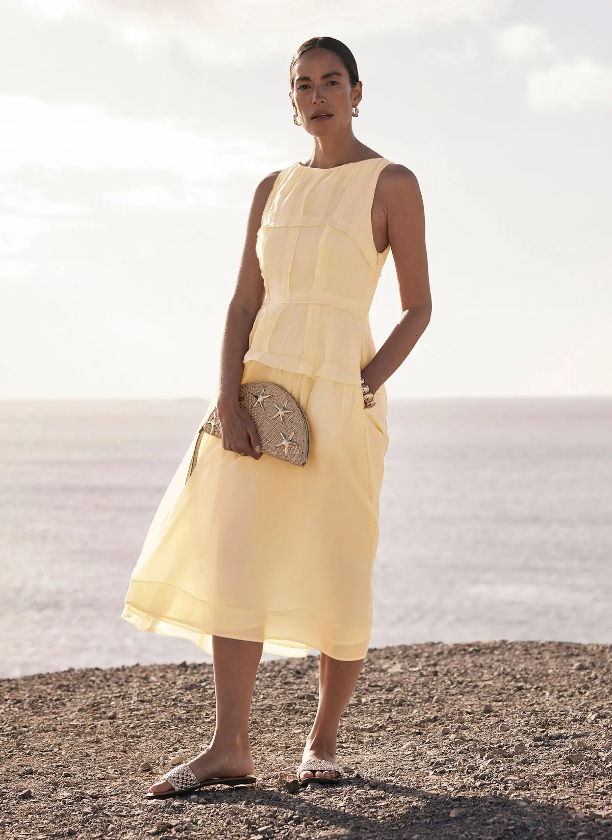Yellow Sleeveless Midi Dress