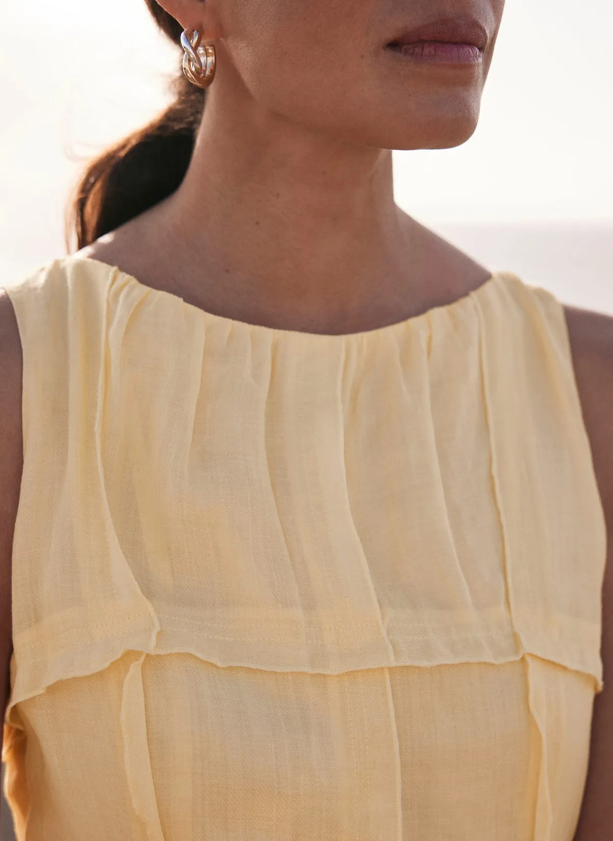 Yellow Sleeveless Midi Dress