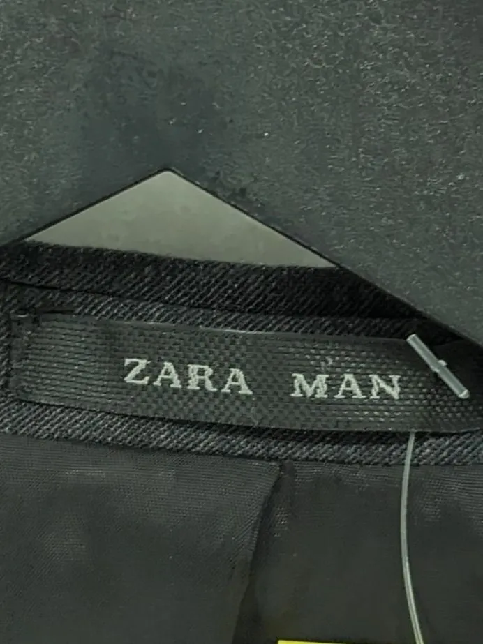 Zara Men's Blazer Chest: 38 in Grey Wool with Elastane, Polyester