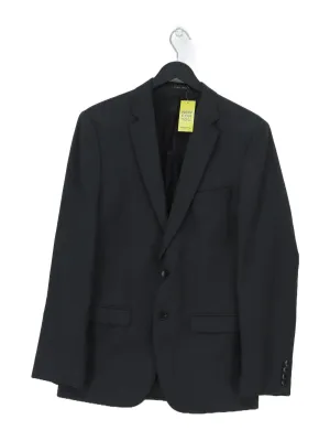 Zara Men's Blazer Chest: 38 in Grey Wool with Elastane, Polyester