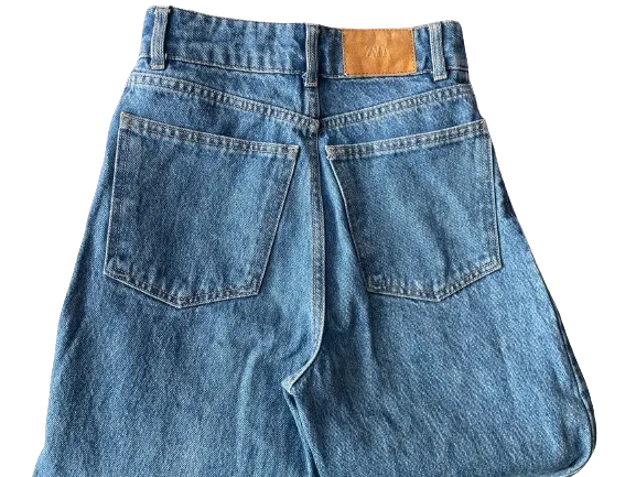 Zara Wide Leg Frayed Jeans