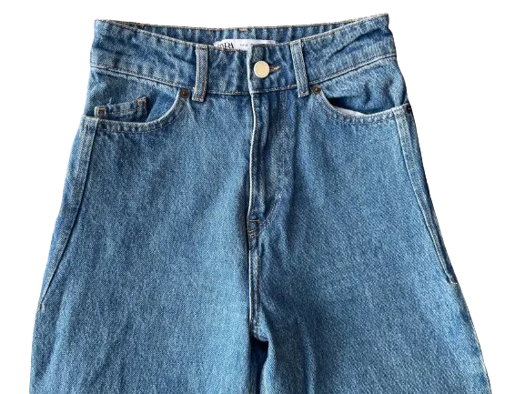Zara Wide Leg Frayed Jeans