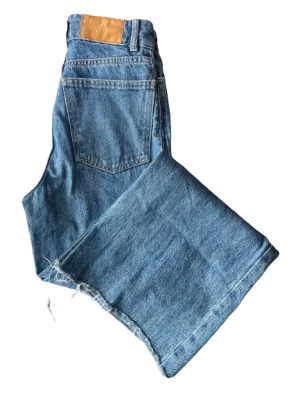 Zara Wide Leg Frayed Jeans